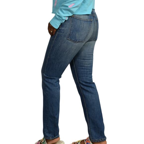 The Great Straight A Jeans Blue Button Fly High Waist Premium Denim Size 25 - Picture 10 of 14